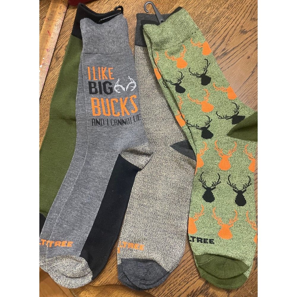 4 Pairs Real Tree Hunting Crew Socks Shoe Size 6-12 NEW